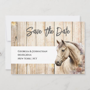 Rustieke houten waterverf paard landelijke schuur save the date