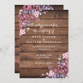 Rustieke Houten Wilde Bloemen Bloemige Bruiloft Kaart (Voorkant / Achterkant)