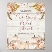 Rustieke Houten Witte Pompoen Bruidsfeest Welkom Poster (Voorkant)