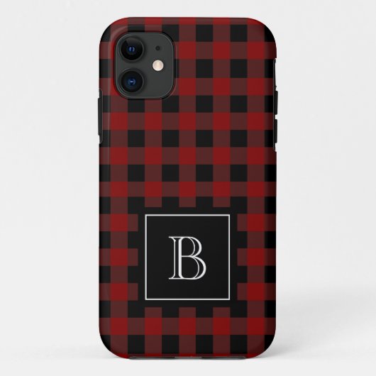 Rustieke houthakker Buffalo Plaid Custom Monogramm Case-Mate iPhone Case (Achterkant)