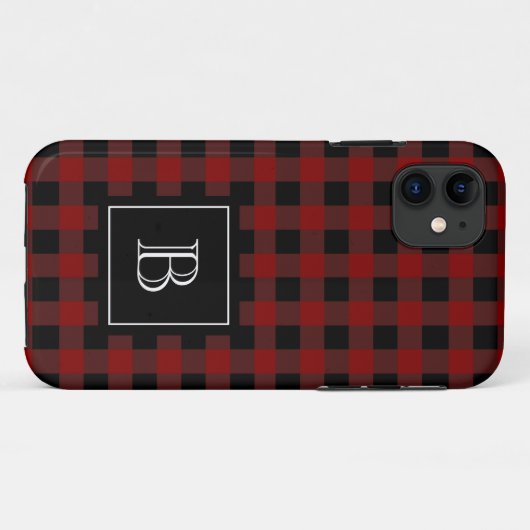 Rustieke houthakker Buffalo Plaid Custom Monogramm Case-Mate iPhone Case (Achterkant (horizontaal))