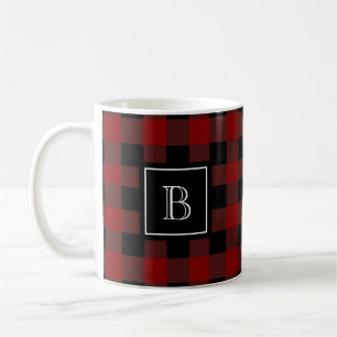Rustieke Houthakkers Schotse Patroon Monogram Init Koffiemok