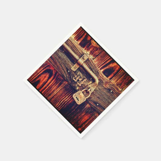 Rustieke houtnerf antiek messing lock bruin servet (Hoek)