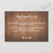 Rustieke houtnerf bos bruiloft kleine behuizing informatiekaartje (Voorkant)