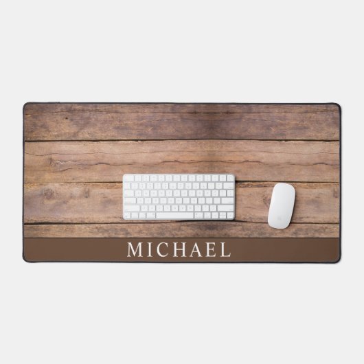 Rustieke houtnerf gepersonaliseerd bureaumat (Keyboard & Muis)
