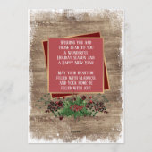 Rustieke houtnerfstructuur seizoensgroet feestdagenkaart (Achterkant)