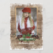 Rustieke houtnerfstructuur seizoensgroet feestdagenkaart (Voorkant)