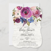 Rustieke houtpruim bloemenuitnodiging Baby shower Kaart (Voorkant)