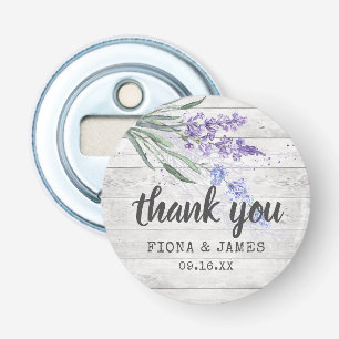 Rustieke Houtstructuur Lavendel Trouw Dank Je Button Flesopener