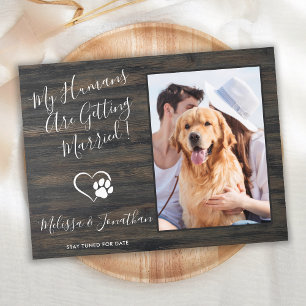 Rustieke huisdier foto Eenvoudige hond huwelijks v Aankondigingskaart