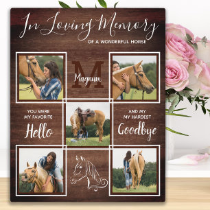 Rustieke huisdier paard gepersonaliseerd memorium fotoplaat