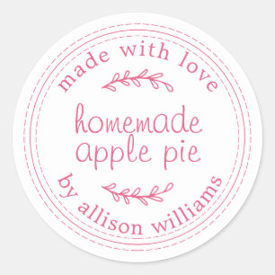 Rustieke Huisgemaakte Appeltaart Roze Witte Ronde Sticker