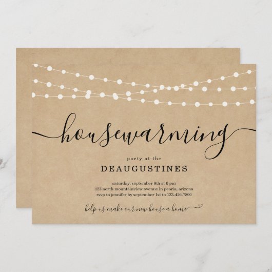 Rustieke huisverwarmingsfeest uitnodiging (Voorkant / Achterkant)