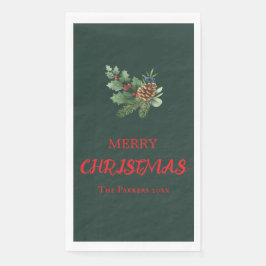 Rustieke hulst met rode bessen en dennenappel servet