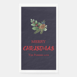 Rustieke hulst met rode bessen en dennenappel servet