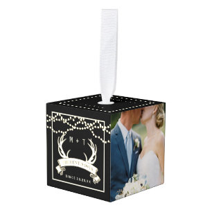 Rustieke Hunt is Over Lichten Bruiloft Foto's Coll Ornament