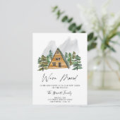 Rustieke hut in de houten waterverf bewegende bome aankondigingskaart (Staand voorkant)