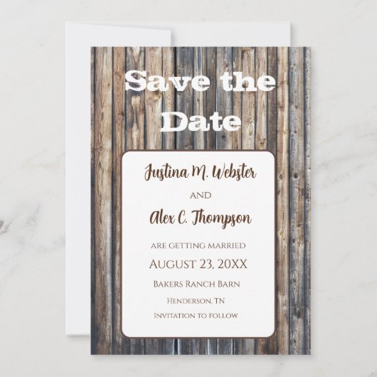 Rustieke Huwelijk Save The Date (Voorkant)