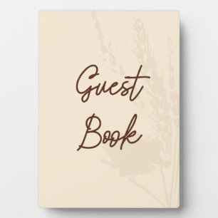 Rustieke huwelijks tafelkaart guestbook tarwe deta fotoplaat