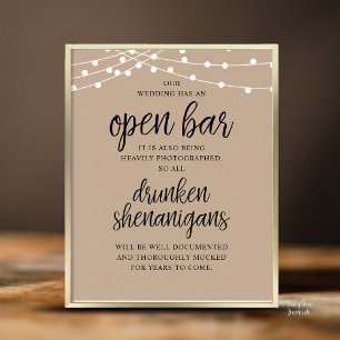 Rustieke huwelijksfeest open bar, dronken streken poster
