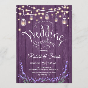 Rustieke huwelijksreceptie - Lavendel Paars Hout Kaart