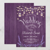 Rustieke huwelijksreceptie - Paars Lavendel Hout Kaart (Voorkant / Achterkant)