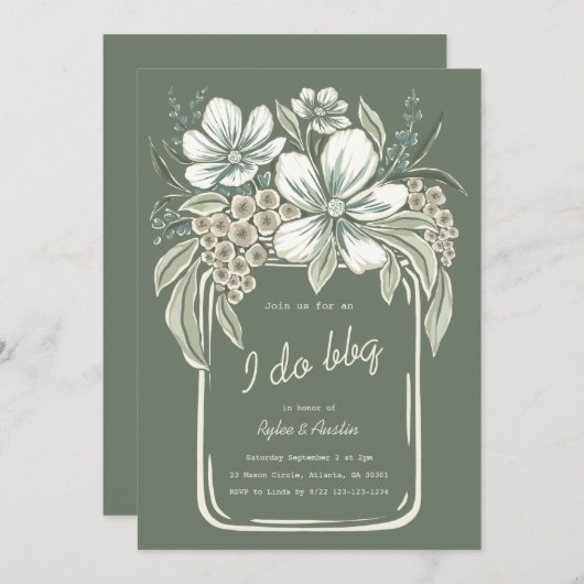 Rustieke 'I Do BBQ' koppel Shower Uitnodiging (Voorkant / Achterkant)