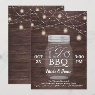 Rustieke I DO BBQ Mason Jar Uitnodiging