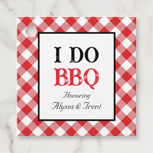 Rustieke I DO BBQ Red Gingham Wedding Bedankjes Labels (Voorkant)