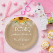 Rustieke 'I Do BBQ' zonnebloem slingerlichtjes tro Papieren Bordje (Feest)