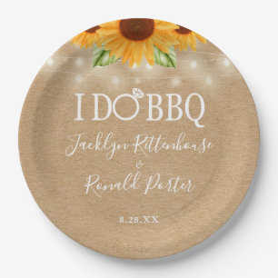 Rustieke 'I Do BBQ' zonnebloem slingerlichtjes tro Papieren Bordje