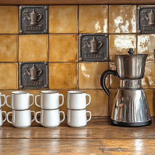Rustieke ijzeren stenen koffiepot tegeltje