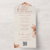 Rustieke 'In Love' bloemencode trouw-QR-code All In One Uitnodiging (Binnen)