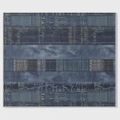 Rustieke Indigo Denim Patchwork Patroon Cadeaupapier (Vlak)