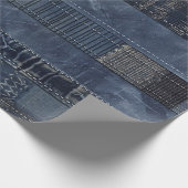 Rustieke Indigo Denim Patchwork Patroon Cadeaupapier (Hoek)