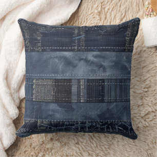 Rustieke Indigo Denim Patchwork Patroon Kussen