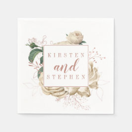 Rustieke Ivoor Blush Bloemen Custom Wedding Cockta Servet