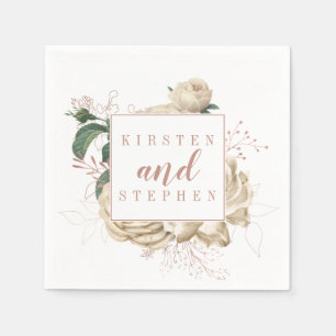 Rustieke Ivoor Blush Bloemen Custom Wedding Cockta Servet