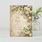 Rustieke Ivoor Wildflower Boho Wedding Kaart (Staand voorkant)