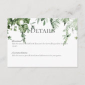 Rustieke Ivy & Sage groen bruiloft details Informatiekaartje (Voorkant)