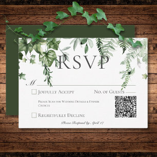 Rustieke Ivy & Sage Groen Bruiloft QR Code RSVP Kaartje