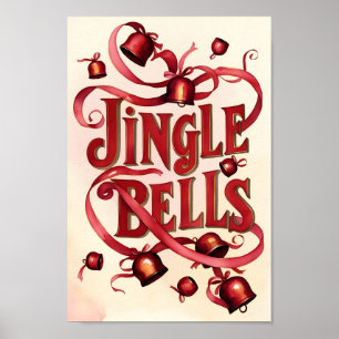 rustieke Jingle Bells Wall Art Print Poster