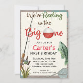 Rustieke Jongens Visserij Eerste Verjaardagsuitnod Kaart (Voorkant)