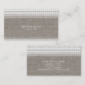 Rustieke jute & Elegante kant chic Visitekaartje (Voorkant / Achterkant)