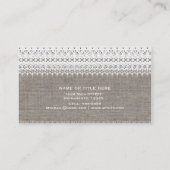 Rustieke jute & Elegante kant chic Visitekaartje (Achterkant)