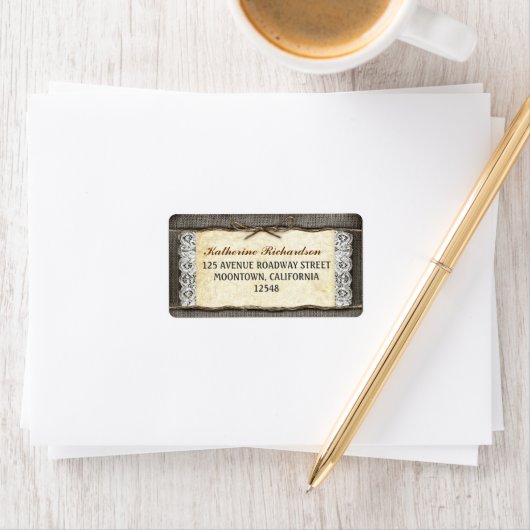 Rustieke jute kant en touw lint adresetiketten etiket (Insitu)