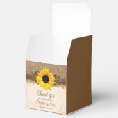 Rustieke jute kant hout zonnebloem bruiloft bedankdoosjes (Geopend)