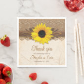 Rustieke jute kant hout zonnebloem bruiloft servet (Insitu)