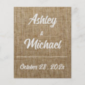 rustieke jute natuur patroon Bruiloft Flyer (Achterkant)