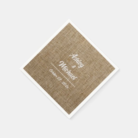 rustieke jute natuur patroon Bruiloft Servet (Hoek)